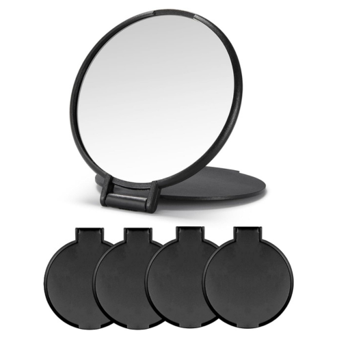 Qislee Compact Mirror Bulk, Round Makeup Mirror for Purse, Set of 4 (Black)