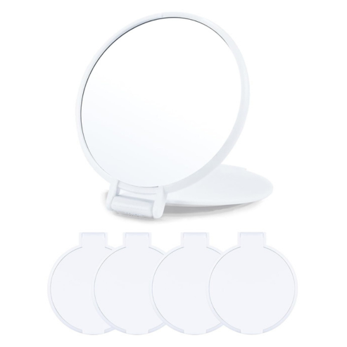 Qislee Compact Mirror Bulk, Round Makeup Mirror for Purse, Set of 4 (White)