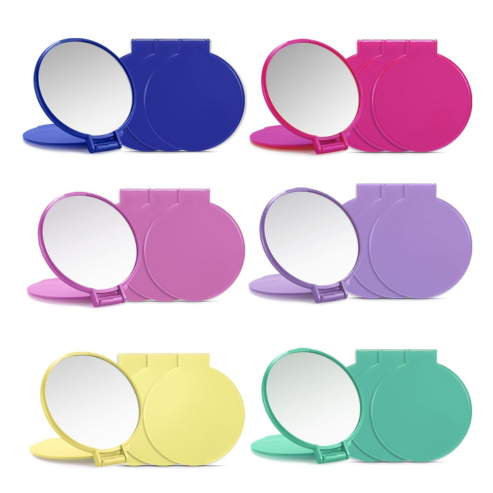 Qislee Compact Mirror Bulk, Pocket Small Mini Folding Mirrors for Purse, 12 Packs (6 Colors)